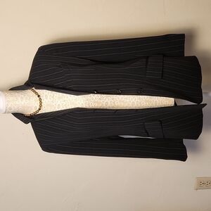 Anne Klein 6P Pinstripe Blue Pockets Blazer Women Office Career